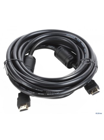 Кабель Telecom HDMI - HDMI (19M -19M), v.1.4b, 2 фильтра, 5 м, с позолоченными контактами