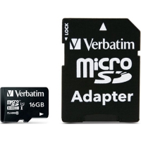Карта памяти Verbatim microSDHC Class 10 16GB + SD adapter